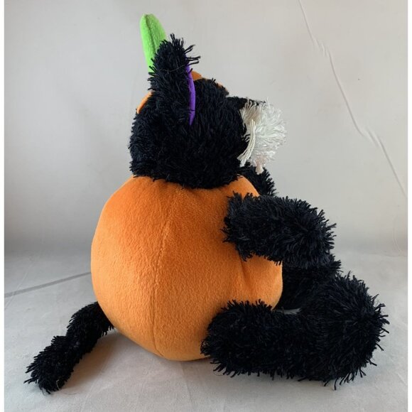 Halloween Plush Black Cat In Pumpkin Costume By PBC International Jack-o-Lantern - Picture 5 of 11